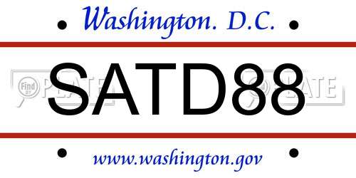 SATD88 District Of Columbia License Plate