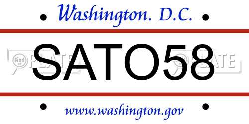 SATO58 District Of Columbia License Plate