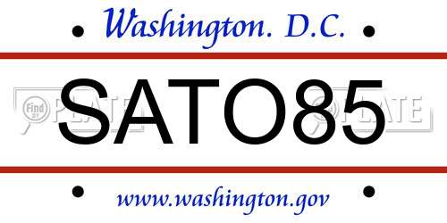 SATO85 District Of Columbia License Plate