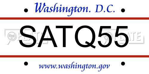 SATQ55 District Of Columbia License Plate