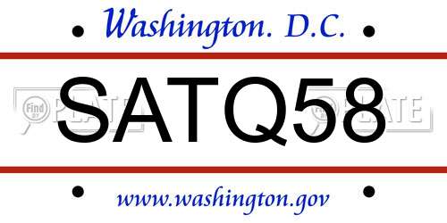SATQ58 District Of Columbia License Plate