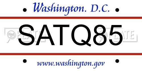 SATQ85 District Of Columbia License Plate