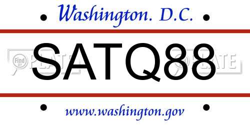 SATQ88 District Of Columbia License Plate