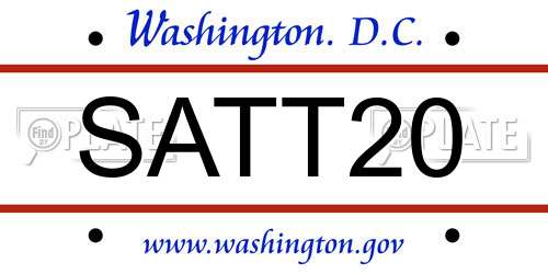 SATT20 District Of Columbia License Plate