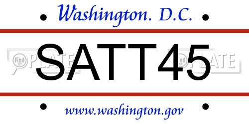 SATT45 District Of Columbia License Plate