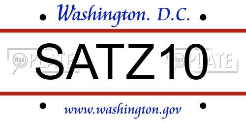 SATZ10 District Of Columbia License Plate