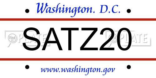 SATZ20 District Of Columbia License Plate
