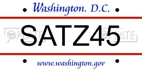 SATZ45 District Of Columbia License Plate