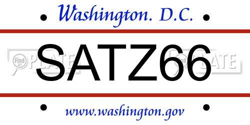 SATZ66 District Of Columbia License Plate