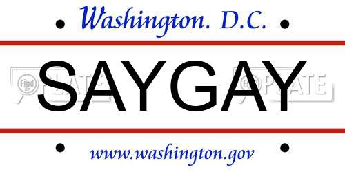 SAYGAY District Of Columbia License Plate