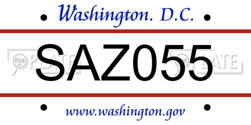 SAZ055 District Of Columbia License Plate