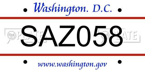 SAZ058 District Of Columbia License Plate
