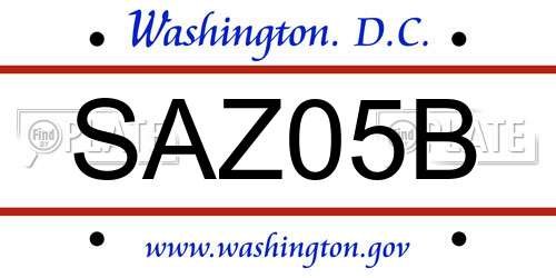 SAZ05B District Of Columbia License Plate