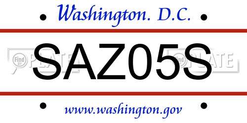 SAZ05S District Of Columbia License Plate