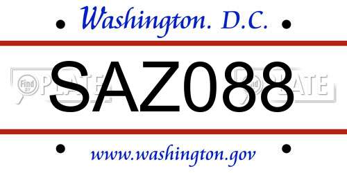 SAZ088 District Of Columbia License Plate