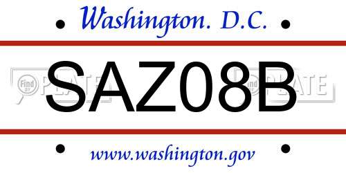 SAZ08B District Of Columbia License Plate