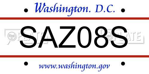 SAZ08S District Of Columbia License Plate