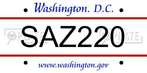 SAZ220 District Of Columbia License Plate