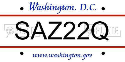 SAZ22Q District Of Columbia License Plate