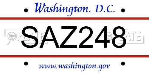 SAZ248 District Of Columbia License Plate
