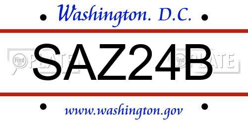 SAZ24B District Of Columbia License Plate