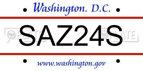 SAZ24S District Of Columbia License Plate
