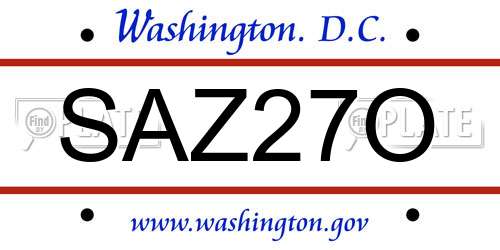 SAZ27O District Of Columbia License Plate