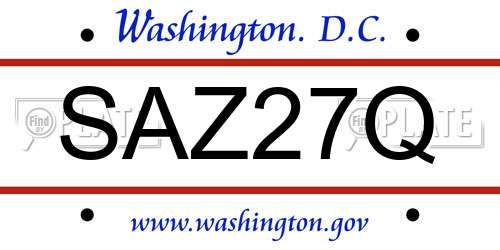 SAZ27Q District Of Columbia License Plate