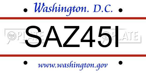 SAZ45I District Of Columbia License Plate