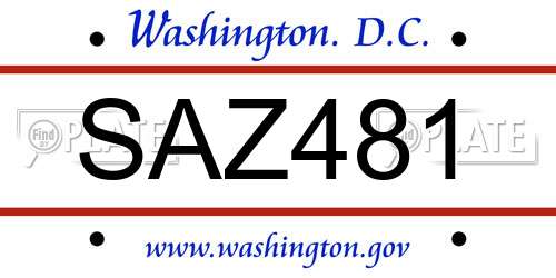 SAZ481 District Of Columbia License Plate