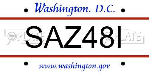 SAZ48I District Of Columbia License Plate