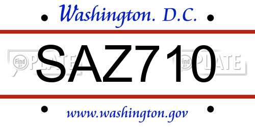 SAZ710 District Of Columbia License Plate