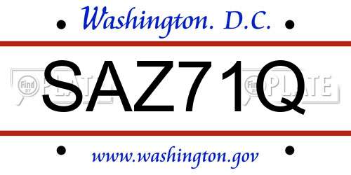 SAZ71Q District Of Columbia License Plate