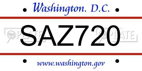 SAZ720 District Of Columbia License Plate