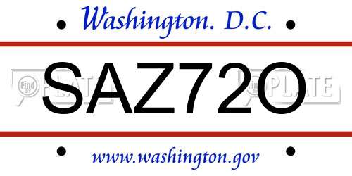 SAZ72O District Of Columbia License Plate