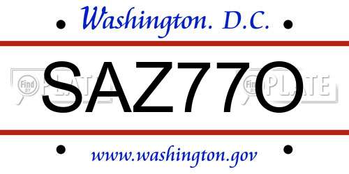 SAZ77O District Of Columbia License Plate