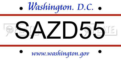 SAZD55 District Of Columbia License Plate