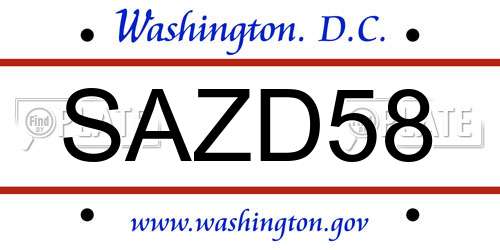 SAZD58 District Of Columbia License Plate