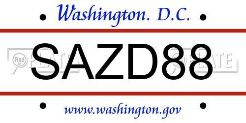 SAZD88 District Of Columbia License Plate