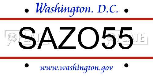 SAZO55 District Of Columbia License Plate