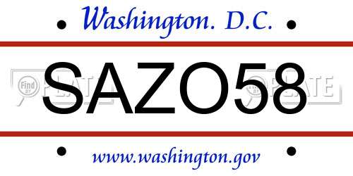 SAZO58 District Of Columbia License Plate