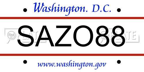 SAZO88 District Of Columbia License Plate