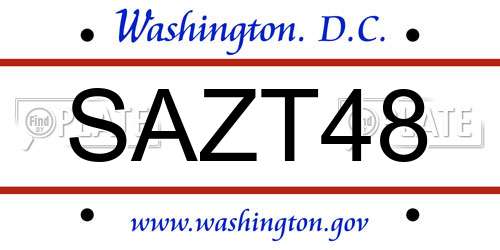 SAZT48 District Of Columbia License Plate