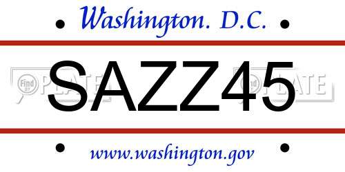 SAZZ45 District Of Columbia License Plate