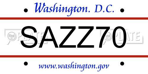 SAZZ70 District Of Columbia License Plate