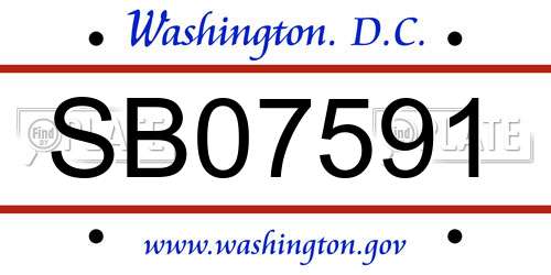 SB07591 District Of Columbia License Plate