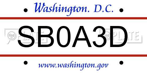 SB0A3D District Of Columbia License Plate