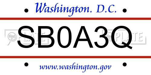 SB0A3Q District Of Columbia License Plate