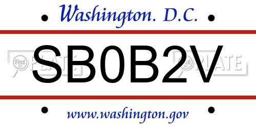 SB0B2V District Of Columbia License Plate