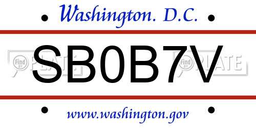 SB0B7V District Of Columbia License Plate